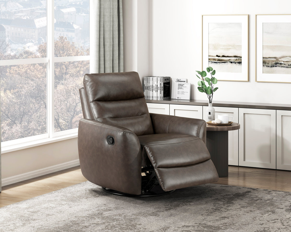 Cassian Dark Brown Swivel Glider Reclining Chair