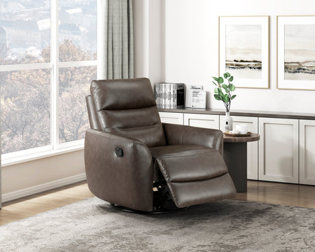 Cassian Dark Brown Swivel Glider Reclining Chair by Homelegance at Eve Furniture