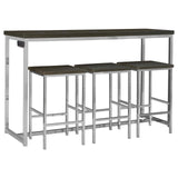 Cassidy Dark Oak/Chrome 4-Piece Rectangle Counter Height Set by Coaster at Eve Furniture