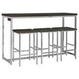 Cassidy Dark Oak/Chrome 4-Piece Rectangle Counter Height Set by Coaster at Eve Furniture