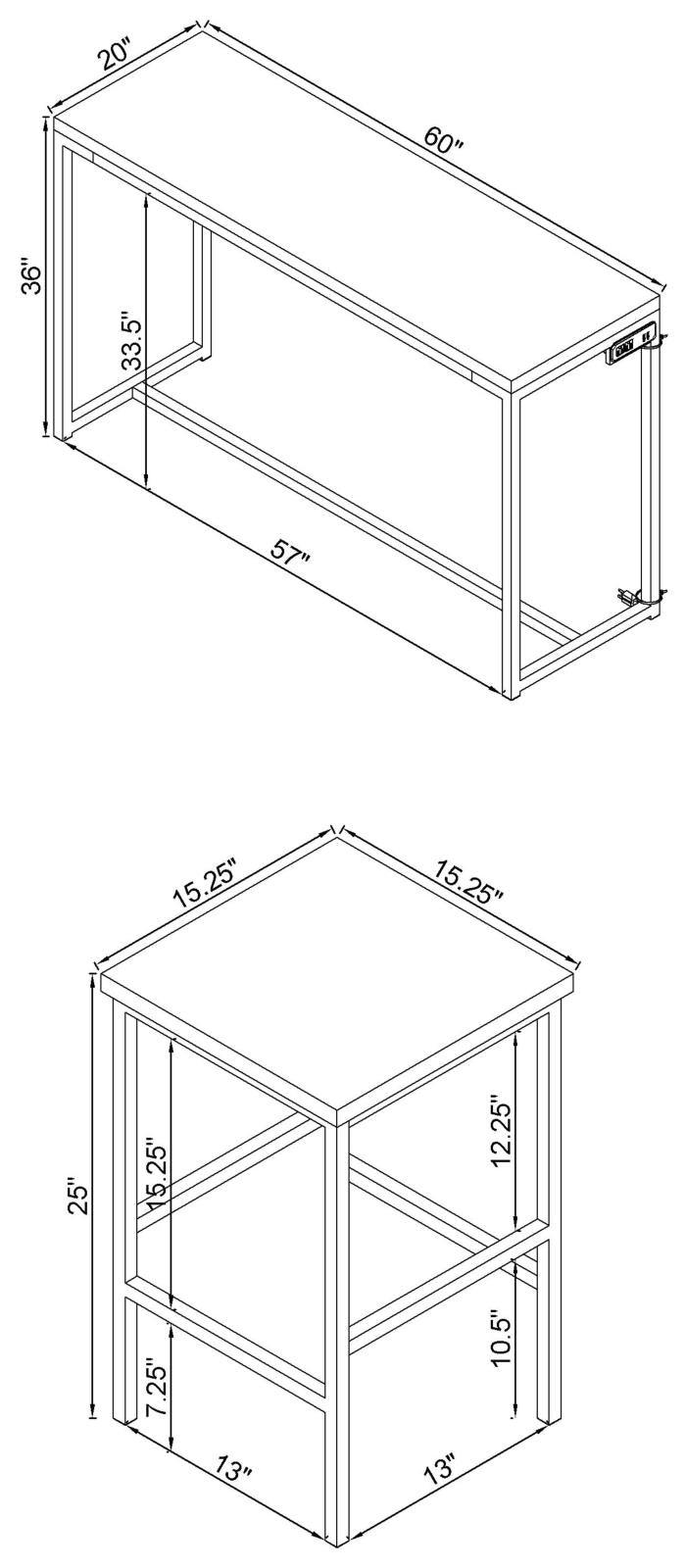 Cassidy Dark Oak/Chrome 4-Piece Rectangle Counter Height Set by Coaster at Eve Furniture