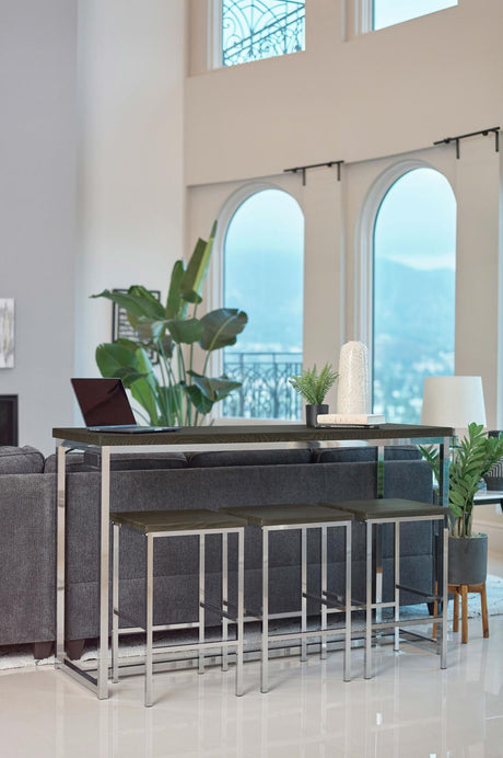 Cassidy Dark Oak/Chrome 4-Piece Rectangle Counter Height Set by Coaster at Eve Furniture