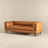 Modern tan leather sofa
