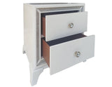 Cassie Illuminating Glam Nightstand, Shimmering Pearl Finish by Steve Silver at Eve Furniture