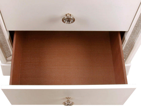 Cassie Illuminating Glam Nightstand, Shimmering Pearl Finish by Steve Silver at Eve Furniture