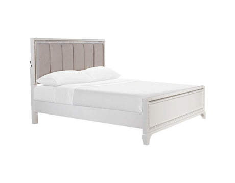Cassie Illuminating King Bed, Shimmering Pearl Finish by Steve Silver at Eve Furniture