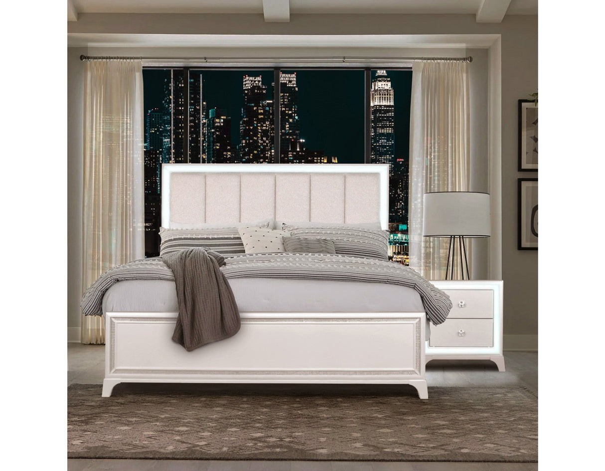 Cassie Illuminating Pearl Bedroom Set by Steve Silver at Eve Furniture