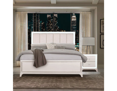 Cassie Illuminating Pearl Bedroom Set by Steve Silver at Eve Furniture
