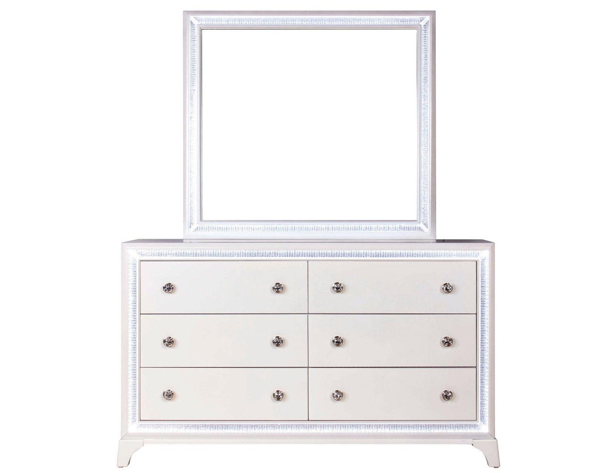 Cassie Queen Illuminating 4-Piece Glam Queen Bedroom Set by Steve Silver at Eve Furniture