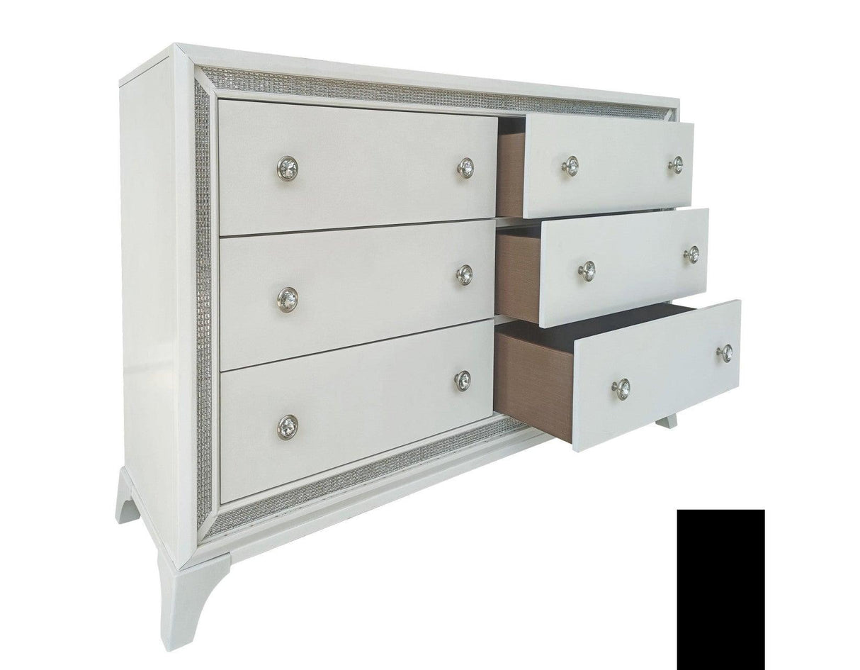 Cassie Queen Illuminating 4-Piece Glam Queen Bedroom Set by Steve Silver at Eve Furniture