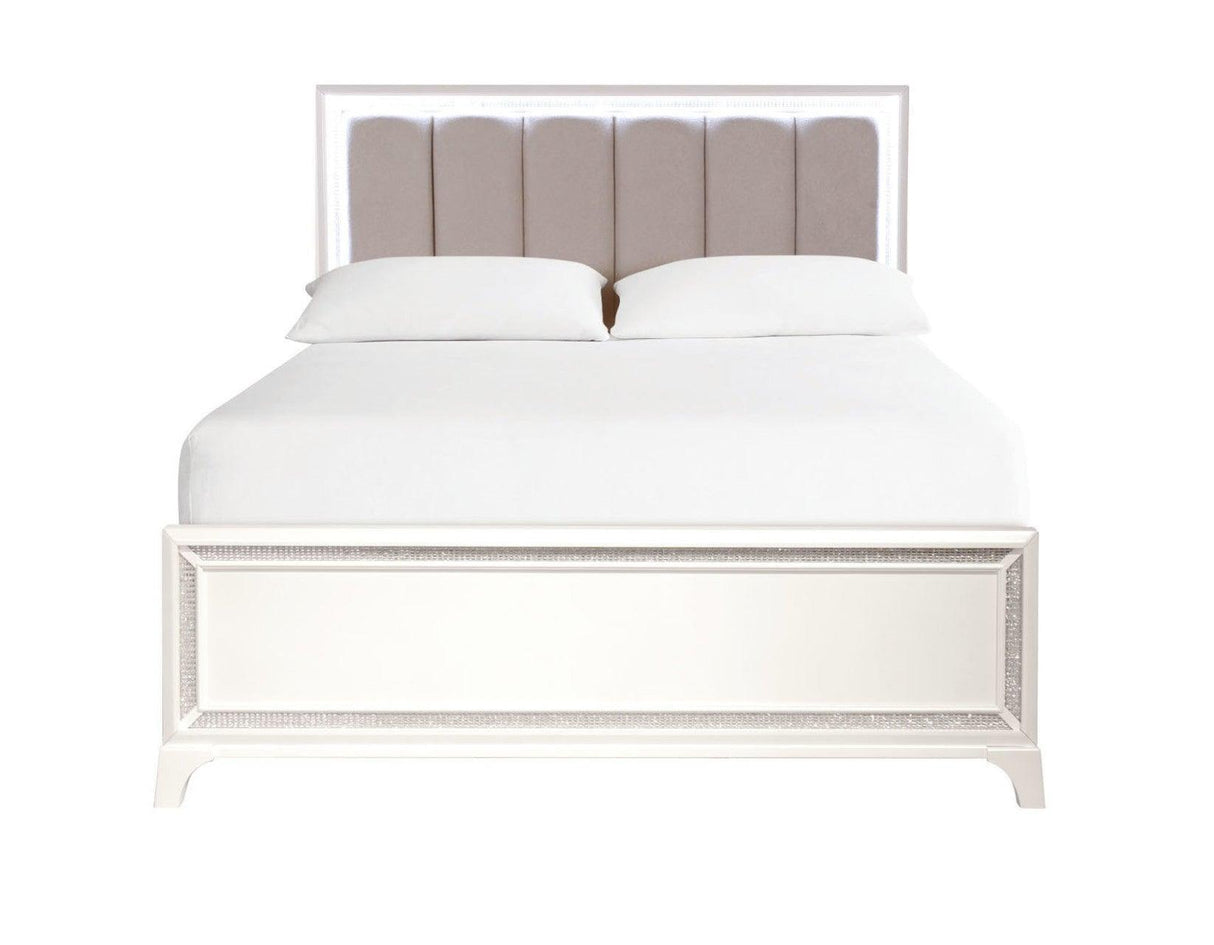 Cassie Queen Illuminating 4-Piece Glam Queen Bedroom Set by Steve Silver at Eve Furniture