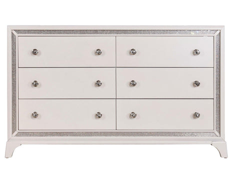 Cassie Illuminating Glam 58″ Dresser, Shimmering Pearl Finish by Steve Silver at Eve Furniture