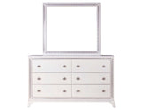 Cassie Illuminating Glam Dresser and Mirror, Shimmering Pearl Finish by Steve Silver at Eve Furniture