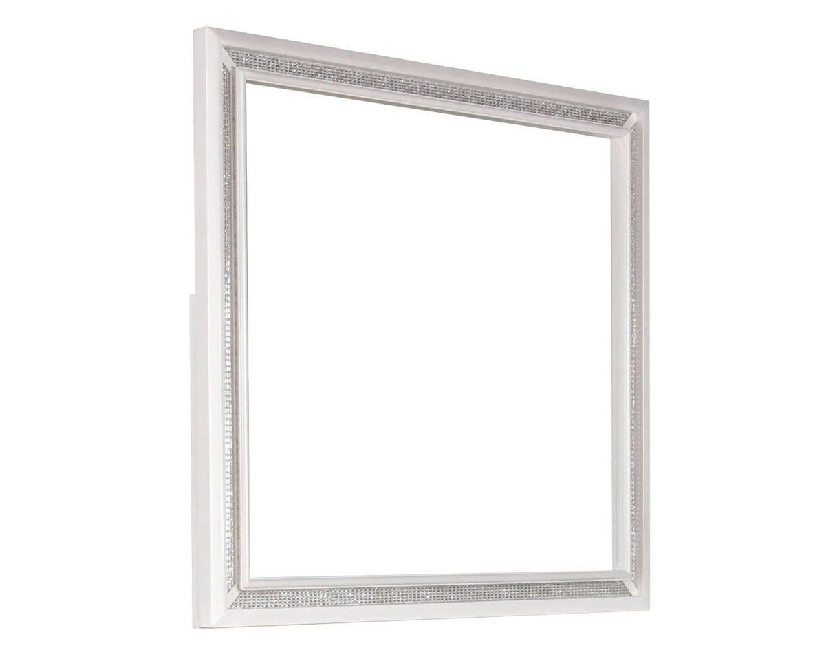 Cassie Illuminating Glam Dresser and Mirror, Shimmering Pearl Finish by Steve Silver at Eve Furniture