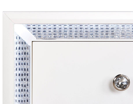 Cassie Illuminating Glam Nightstand, Shimmering Pearl Finish by Steve Silver at Eve Furniture