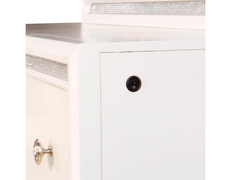 Cassie Illuminating Queen Bed, Shimmering Pearl Finish by Steve Silver at Eve Furniture