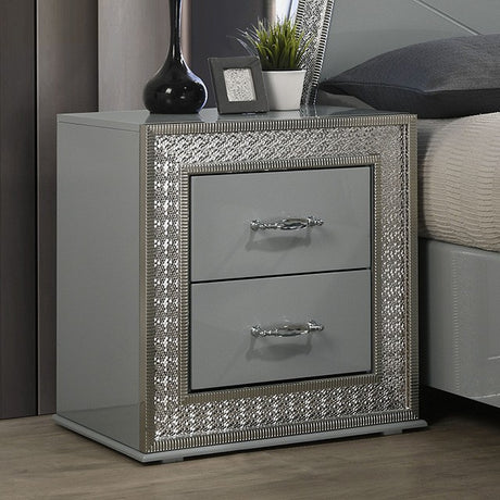 Cassiopeia Metallic Gray 4-Piece Queen Bedroom Set by Furniture of America at Eve Furniture
