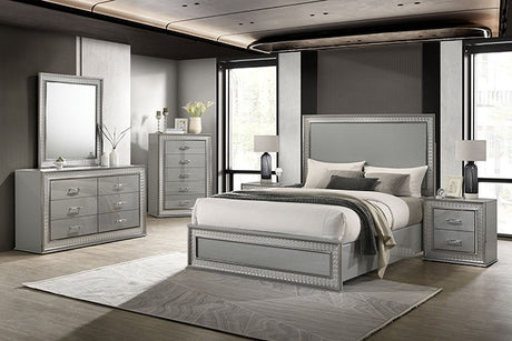 Cassiopeia Metallic Gray 4-Piece Queen Bedroom Set by Furniture of America at Eve Furniture