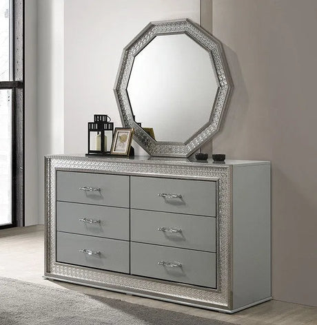 Cassiopeia Metallic Gray 5-Piece Queen Bedroom Set by Furniture of America at Eve Furniture