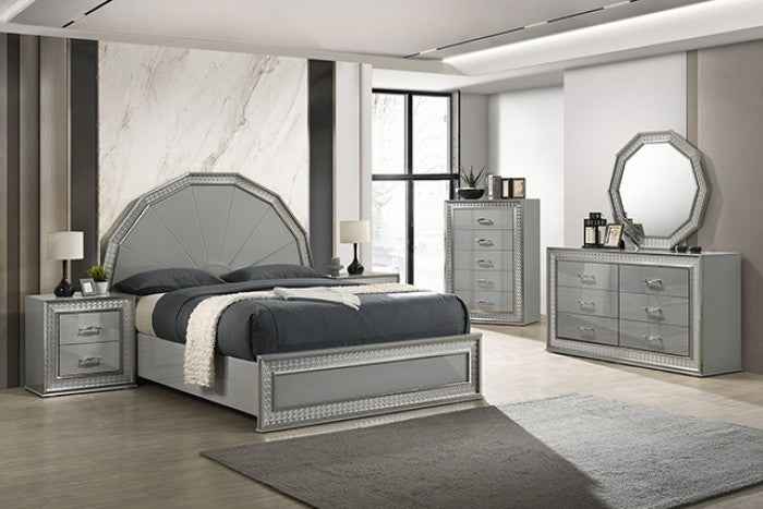 Cassiopeia Metallic Gray 5-Piece Queen Bedroom Set by Furniture of America at Eve Furniture
