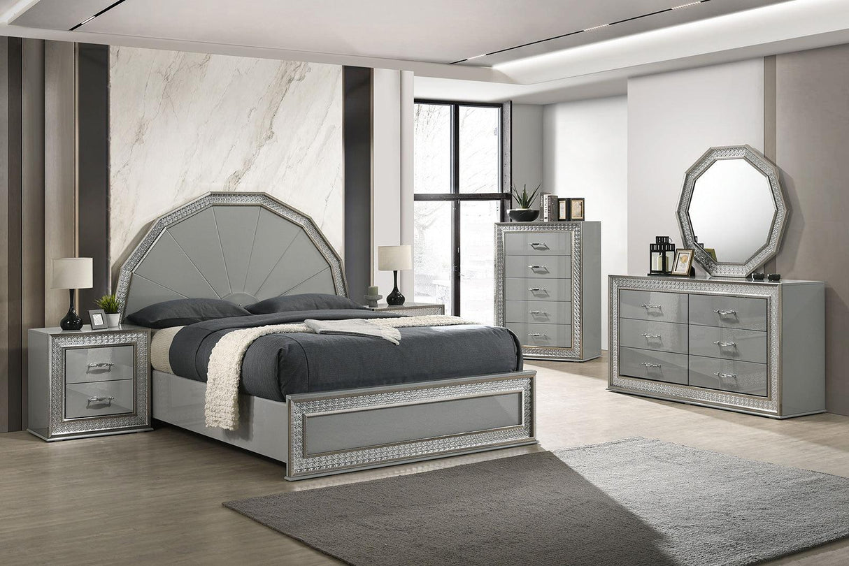 Cassiopeia Metallic Gray Arch Glam King Bed by Furniture of America at Eve Furniture