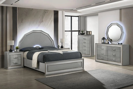 Cassiopeia Metallic Gray Arch Glam Queen Bed by Furniture of America at Eve Furniture