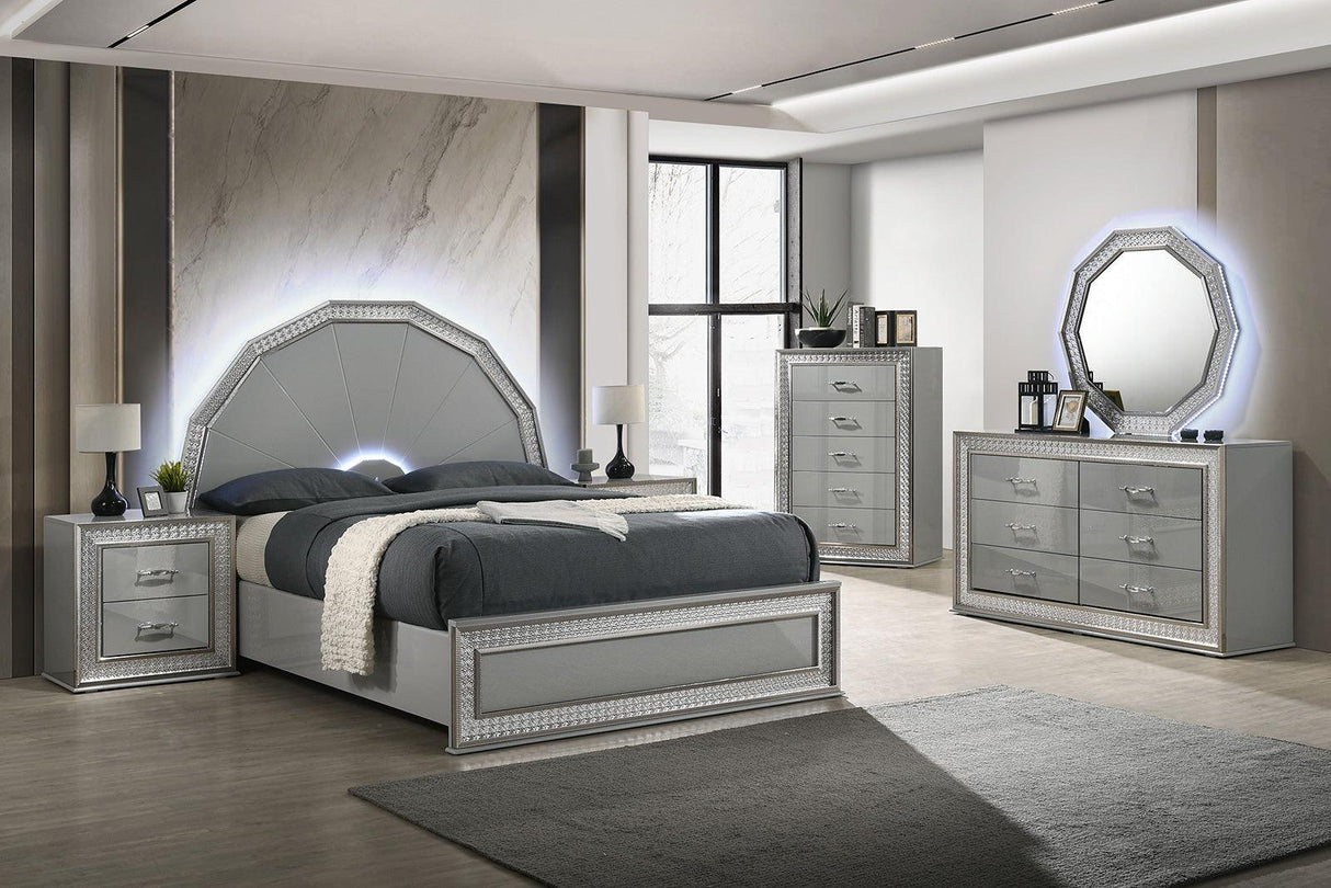 Cassiopeia Metallic Gray Arch Glam Queen Bed by Furniture of America at Eve Furniture