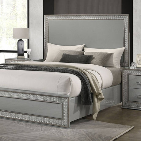 Cassiopeia Metallic Gray King Panel Bed by Furniture of America at Eve Furniture