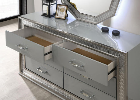 Cassiopeia Metallic Gray Dresser by Furniture of America at Eve Furniture