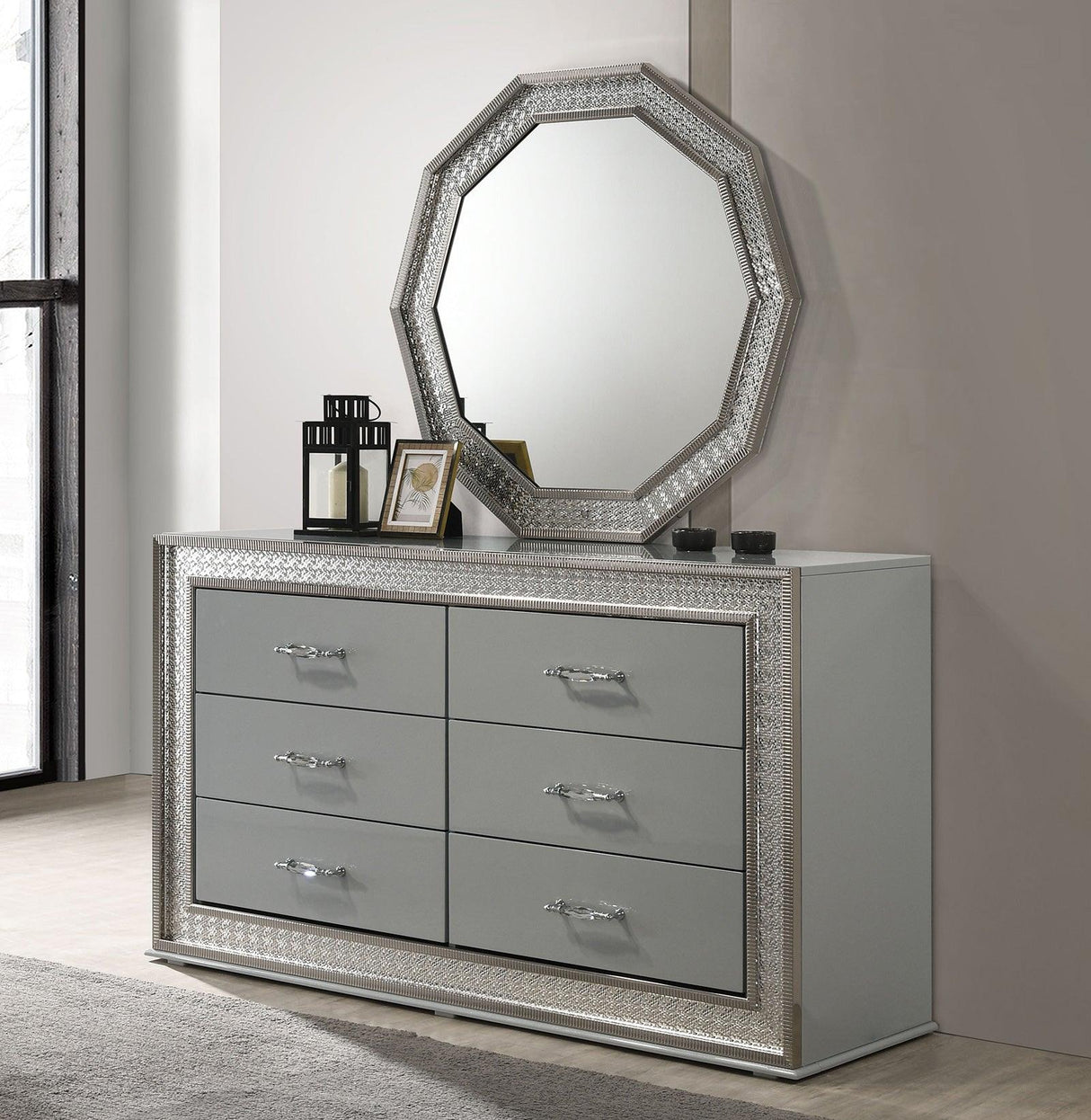 Cassiopeia Metallic Gray Dresser by Furniture of America at Eve Furniture