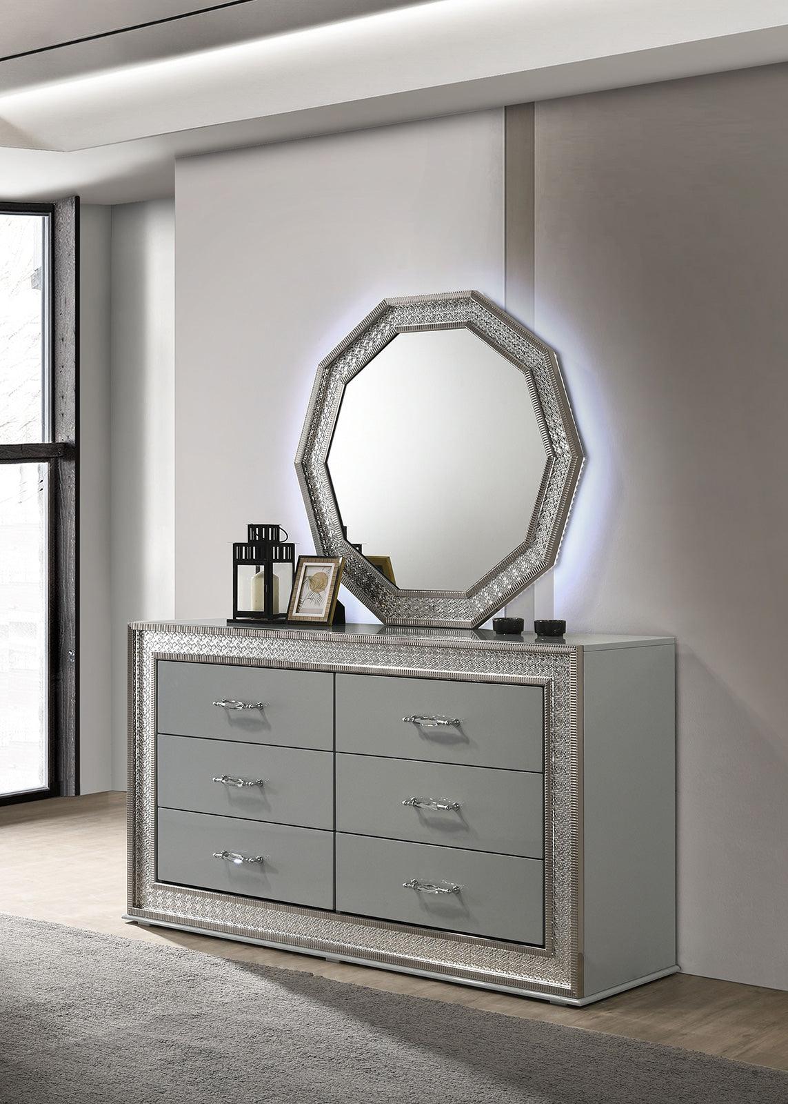 Cassiopeia Metallic Gray Dresser by Furniture of America at Eve Furniture