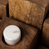 Cassius Light Brown Nine Wood Block Table Candle Holder by Mercana at Eve Furniture