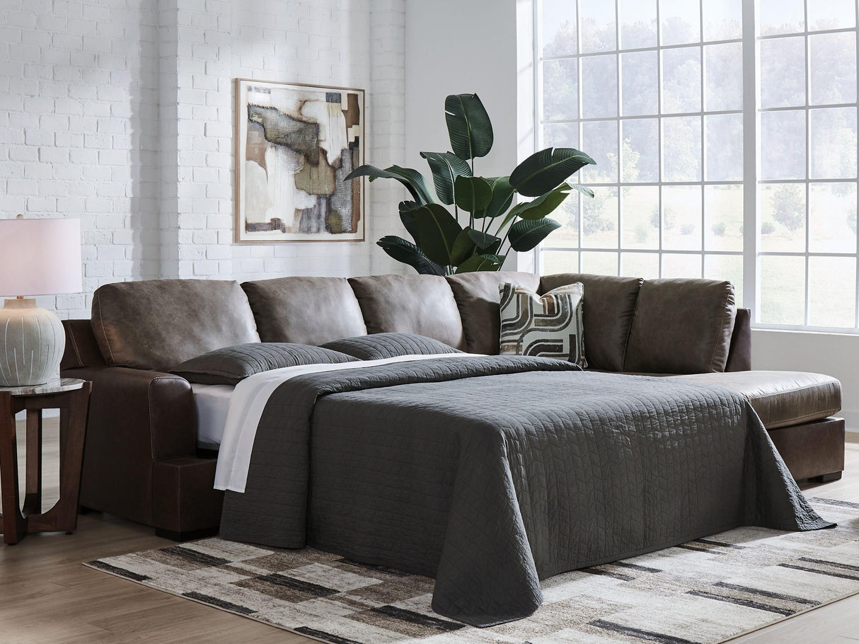 Castille Way Fossil 2-Piece Sleeper Sectional With RAF Corner Chaise by Ashley at Eve Furniture
