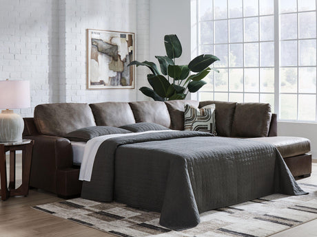 Castille Way Fossil 2-Piece Sleeper Sectional With RAF Corner Chaise by Ashley at Eve Furniture