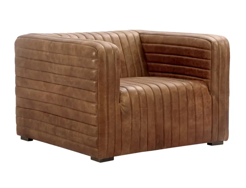 Castle Chair Open Road Brown Leather by Moe's Home at Eve Furniture