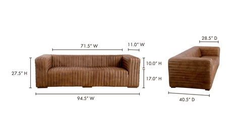 Castle Sofa Light Brown by Moe's Home at Eve Furniture