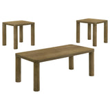 Castlewood Brown Oak 3-Piece Cocktail Coffee Table Set by Coaster at Eve Furniture