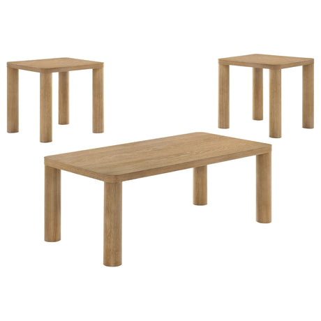 Castlewood Light Oak 3-Piece Cocktail Coffee Table Set by Coaster at Eve Furniture