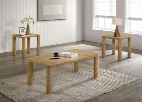 Castlewood Light Oak 3-Piece Cocktail Coffee Table Set by Coaster at Eve Furniture