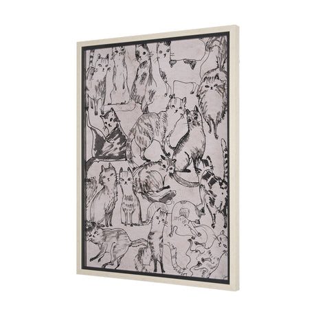 Cat Sketch by Mercana Studio a Hand Embellished Framed Art Print Matted under Glass by Mercana at Eve Furniture
