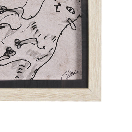 Cat Sketch by Mercana Studio a Hand Embellished Framed Art Print Matted under Glass by Mercana at Eve Furniture