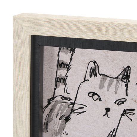 Cat Sketch by Mercana Studio a Hand Embellished Framed Art Print Matted under Glass by Mercana at Eve Furniture