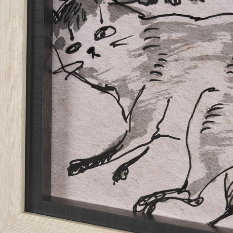 Cat Sketch by Mercana Studio a Hand Embellished Framed Art Print Matted under Glass by Mercana at Eve Furniture
