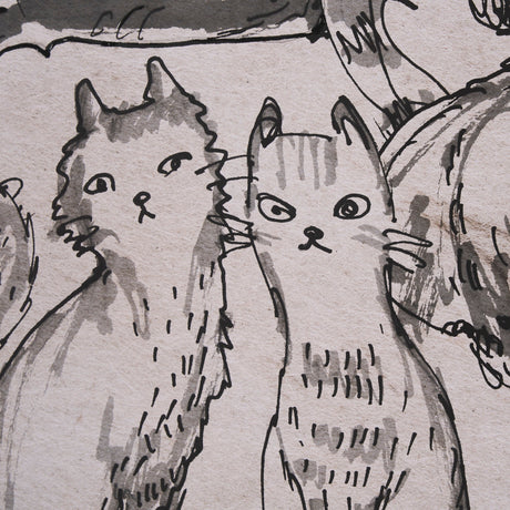 Cat Sketch by Mercana Studio a Hand Embellished Framed Art Print Matted under Glass by Mercana at Eve Furniture