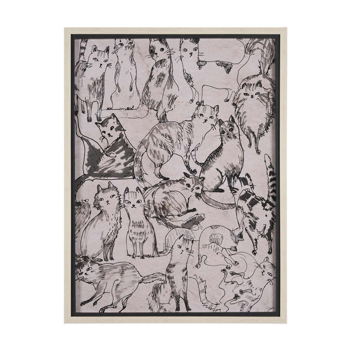Cat Sketch by Mercana Studio a Hand Embellished Framed Art Print Matted under Glass by Mercana at Eve Furniture