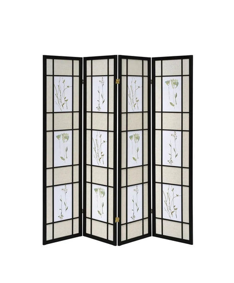 Catabella Multi-color 4-Panel Floral Print Folding Screen by Coaster at Eve Furniture