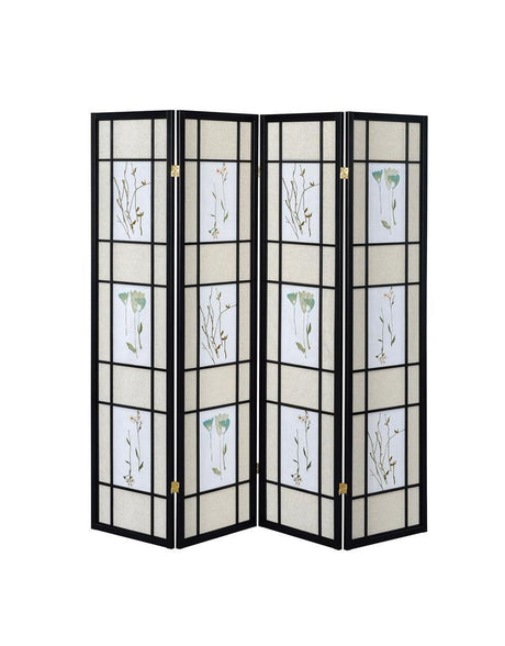 Catabella Multi-color 4-Panel Floral Print Folding Screen by Coaster at Eve Furniture