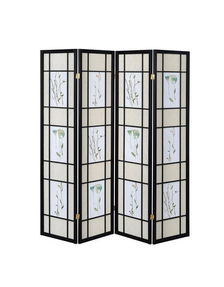 Catabella Multi-color 4-Panel Floral Print Folding Screen by Coaster at Eve Furniture