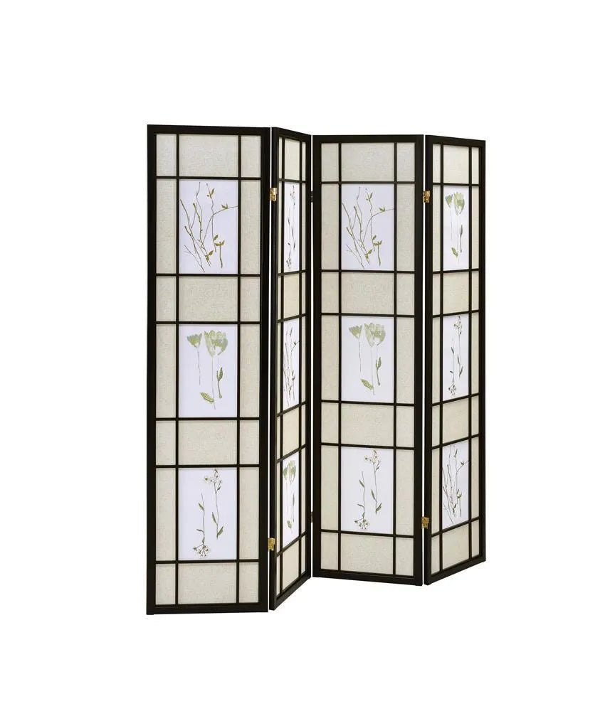Catabella Multi-color 4-Panel Floral Print Folding Screen by Coaster at Eve Furniture