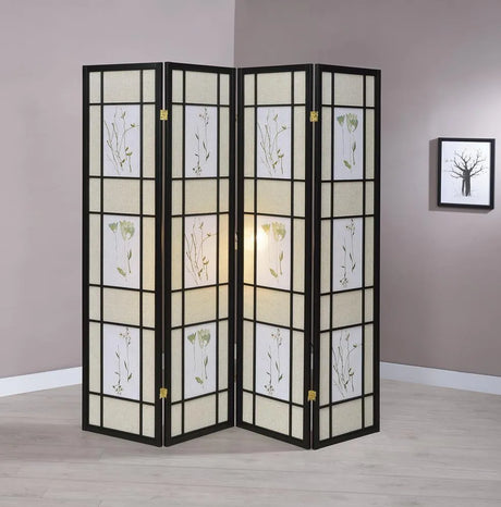 Catabella Multi-color 4-Panel Floral Print Folding Screen by Coaster at Eve Furniture